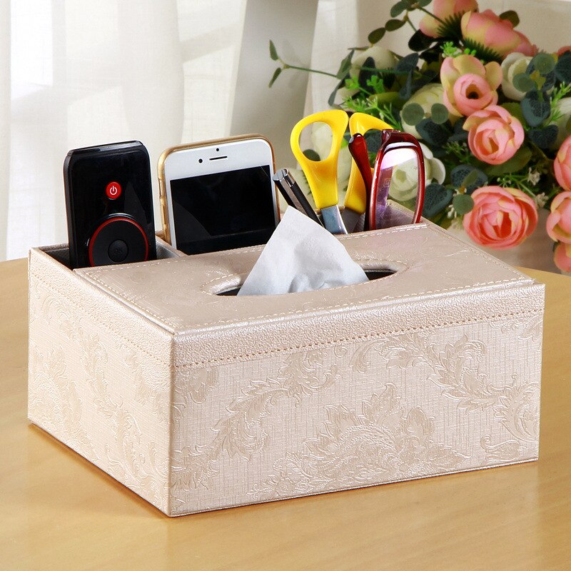 European multifunctional tissue box carton household cute storage box tissue box living room wood remote control: 5