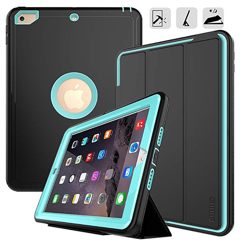 Smart etui til ipad 9.7 ipad air 2 etui cover ipad ipad 6th generation ipad 5th generation til ipad  a1822 a1893: Sort og himmelblå