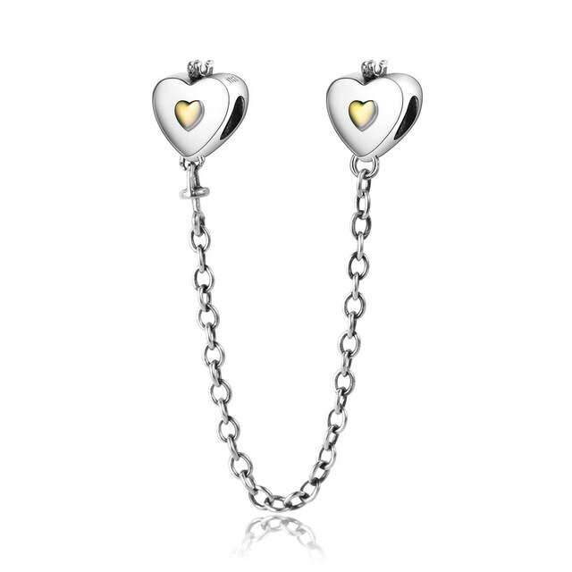 100% 925 Sterling Silver Classic Heart-shaped Bow Crown Ladies Charm DIY Bracelet Accessories Jewelry: 5009