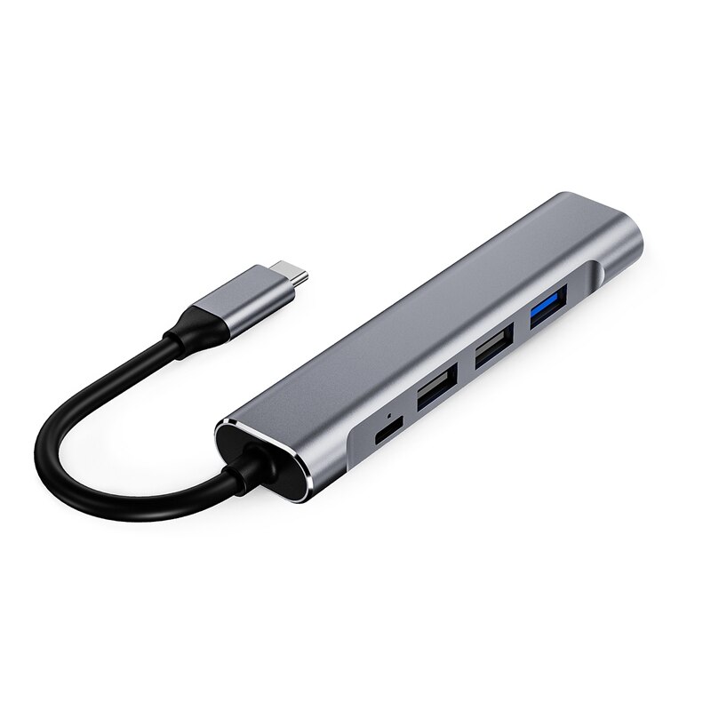 USB C Hub, 5-in-1 USB C Docking Bahnhof Adapter, USB-C zu HDMI + Typ-C + USB3.0 + USB2.0, Bis zu 3840X2160P/30HZ