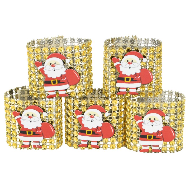 5 stk sølv rød guld serviet ring stole spænder juledekoration håndværk rhinestone buer holder håndlavede xmas forsyninger: B03
