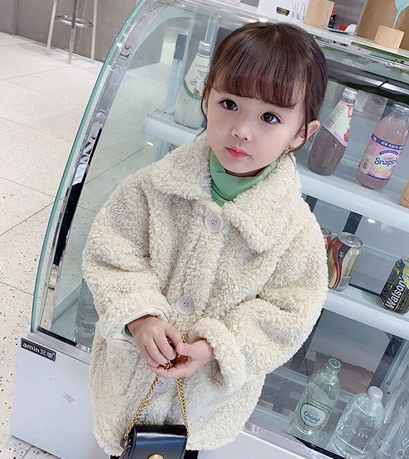 Abrigo grueso y cálido para niñas de 2 a 6 años, Chaqueta larga de invierno, ropa de abrigo: Beige / 4