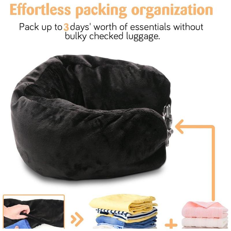 Almohada de viaje para el cuello, funda de almohada portátil para tren, con soporte rellenable para exteriores