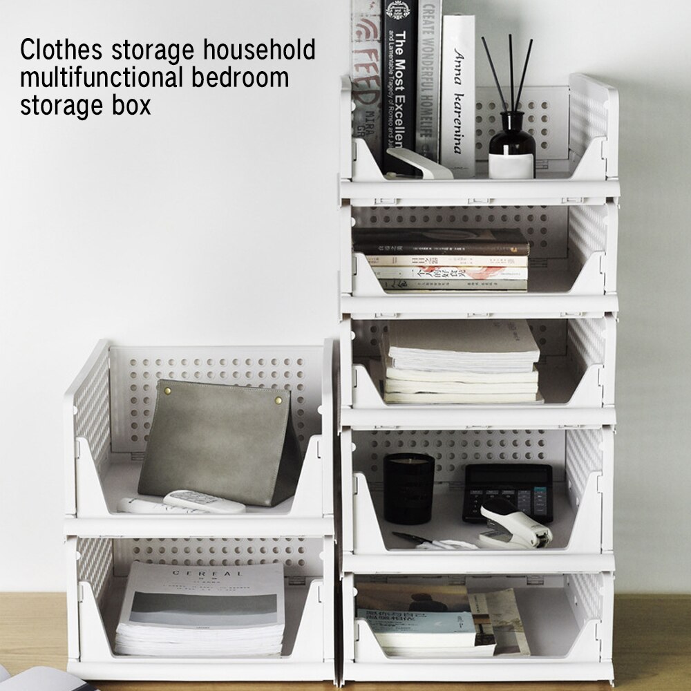 Multi-layer Stackable Clothes Storage Box Foldable Detachable Versatile Partition Board Rack Space-saving Bedroom Organizer