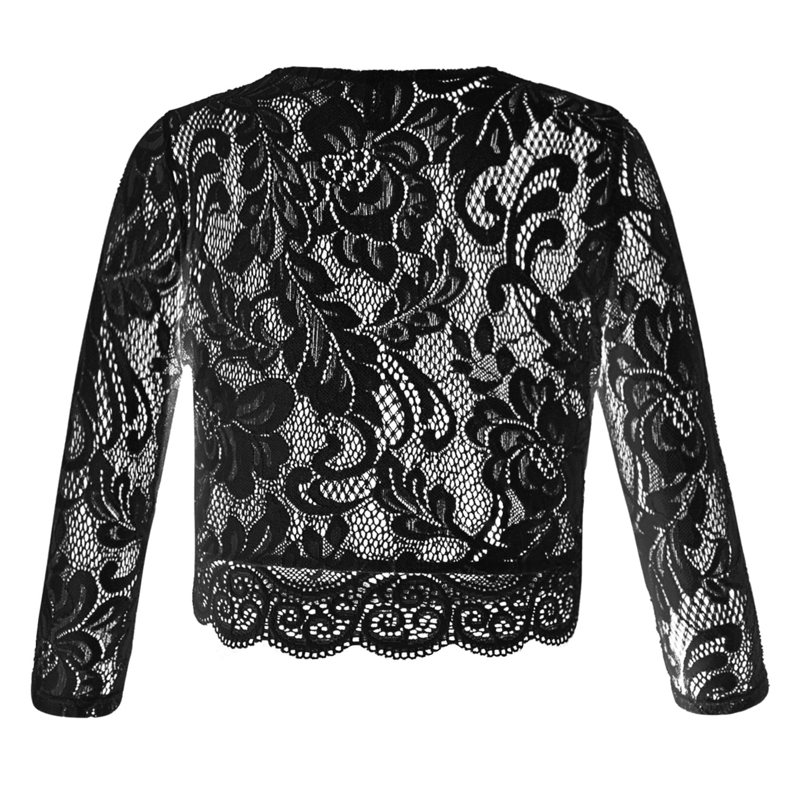 Girls Lace Bolero Shawl Long Sleeve Shrug Flower Girls Jacket Children Open Front Cardigan Princess Outerwear Kids Wrap