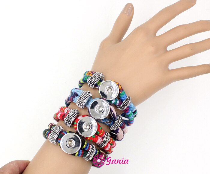 10pcs Snap Bracelet 8 Colors Ethnic Style Bihemian Bracelet&amp;Bangle For Women 18mm Snap Jewelry Pulsera Bijoux