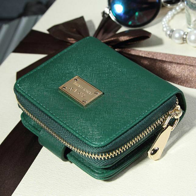 Del raccoglitore Della Signora Delle Donne Della Borsa Del Raccoglitore Della Frizione Breve Piccolo Supporto di Carta del Sacchetto verde nero rosa DELL'UNITÀ di elaborazione In Pelle con zip portafogli billetera mujer