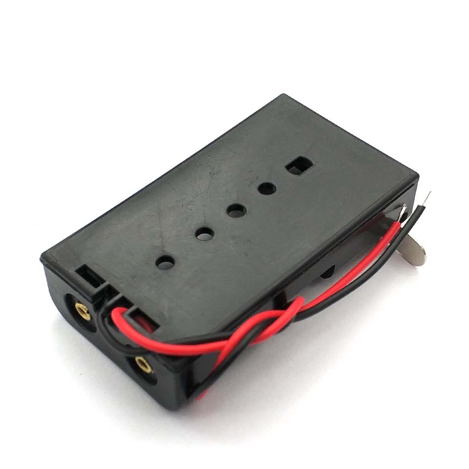 Filaire 2X1.5 V AA support de batterie boîte de rangement en plastique noir avec plaque de métal Robot expérience