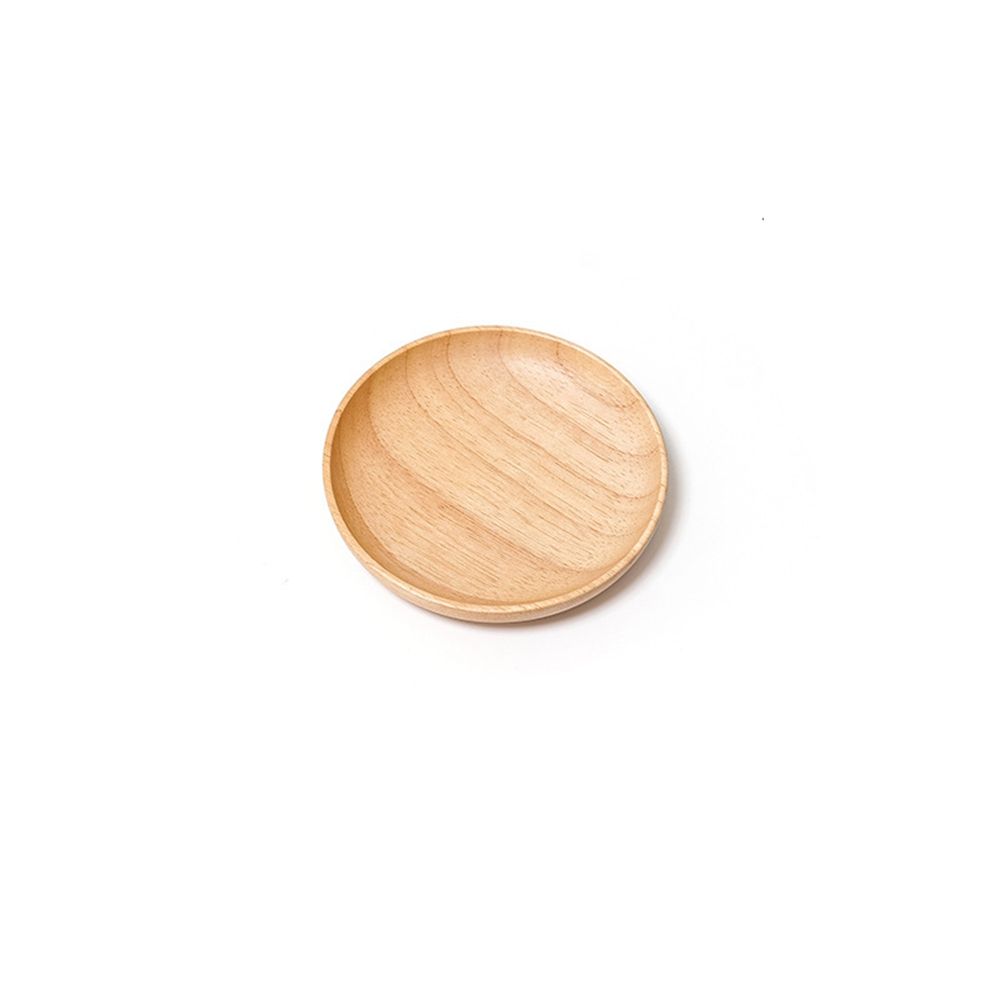 Japanese Simple Log Anti-fall Tray Wooden Dinner Plate Round Wooden Fruit Plate: 12.5cm