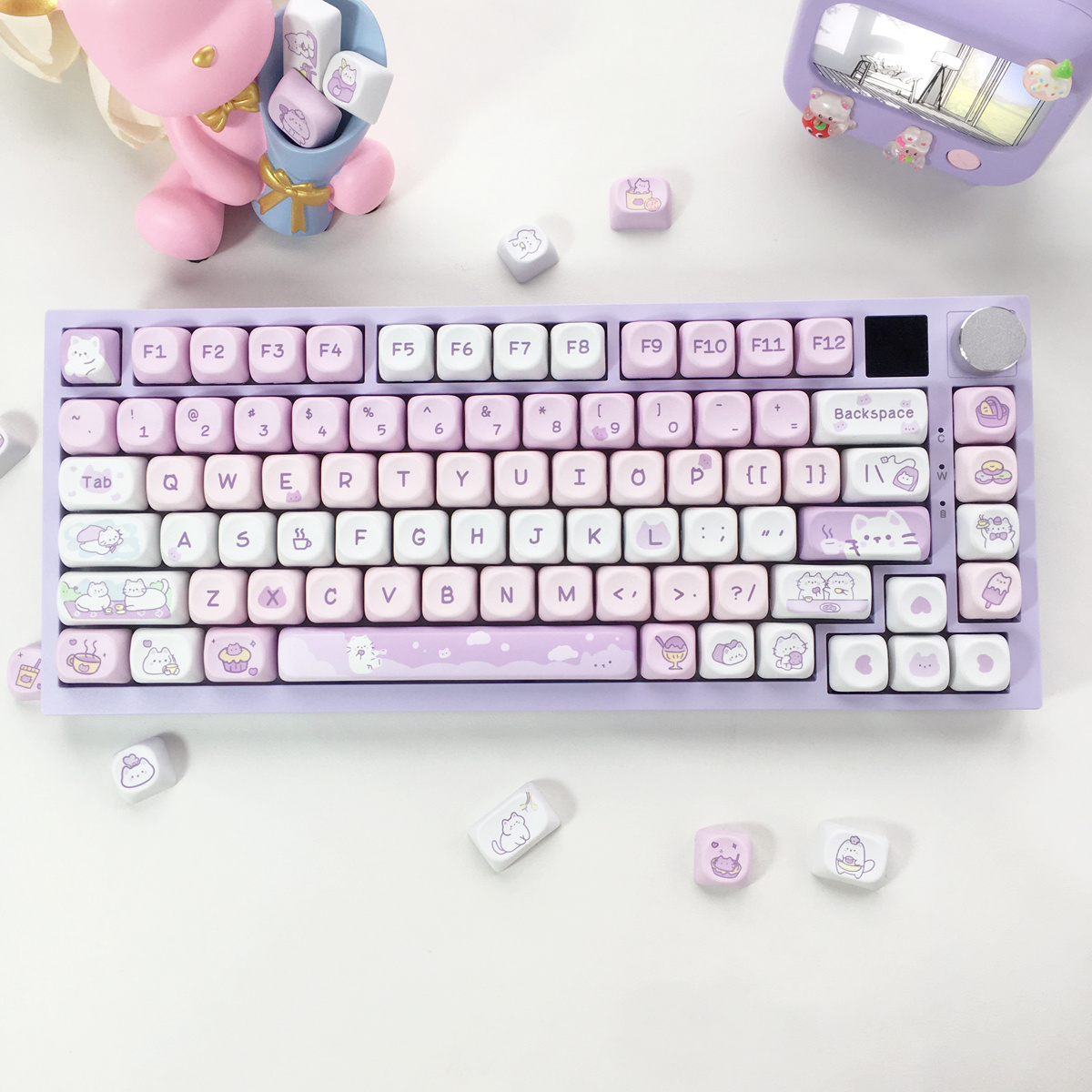 95 Keys artoon Cute Puppy Cat Kitty Keycaps GMK PBT Keycap MOA Profile Dye Sublimation For DIY Mechanical Keyboard Girls