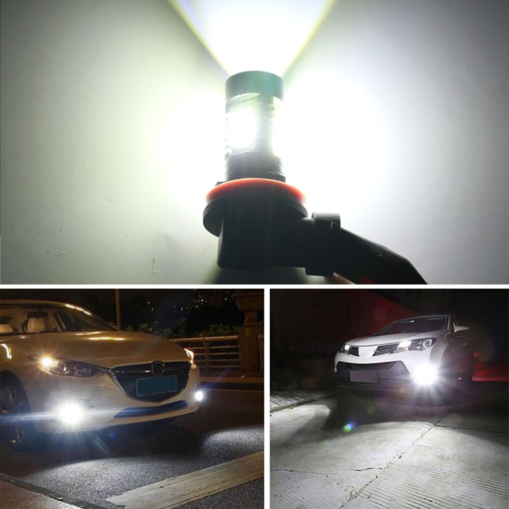 ANMINGPU 2PCS Car Fog Lamp H7 Led Canbus HB3 9005 HB4 9006 H11 H8 H9 H16 Led Fog PSX24W PSX26W Led Bulb P13W 21SMD 3030Chips 12V