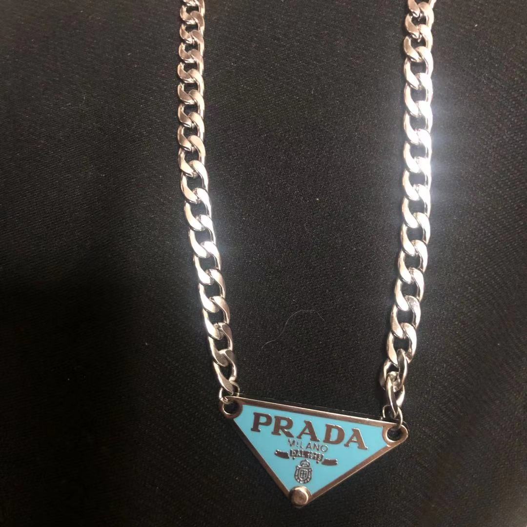 Collar triangular para hombre y mujer, cadenas,: Azul