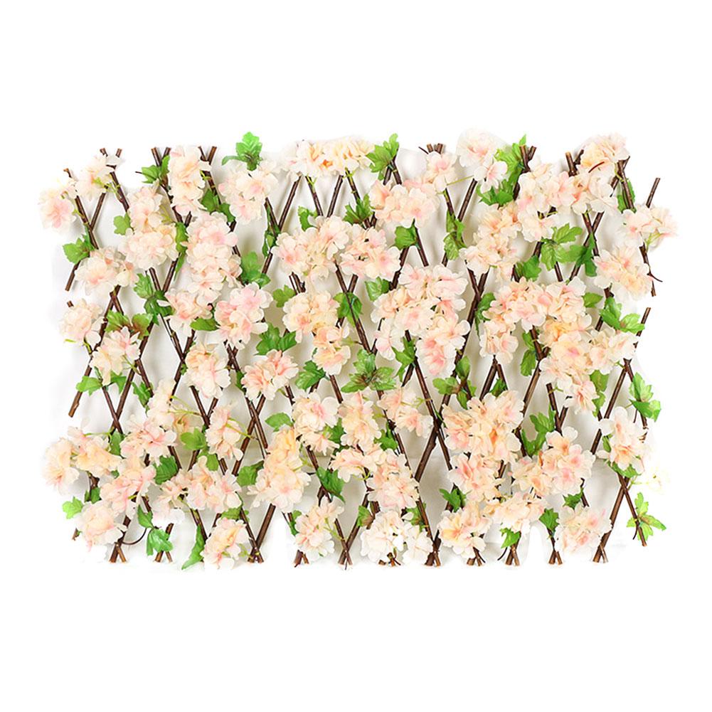 Wooden Hedge With Artificial Flower Leaves Garden Decoration Screening Expanding Trellis Privacy Screen: E