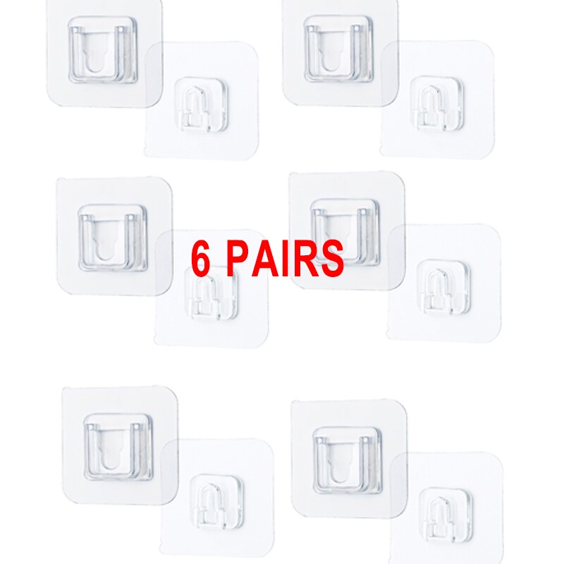 2/6/12 Double-Sided Holder Wall Mounted Wire Storage Row Socket Holder Adhesive Sucker Traceless Storage Holder Kitchen Bathroom: 6 pairs