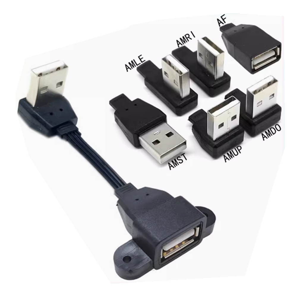 5CM 10CM 20CM 50CM 1M USB extension cable elbow 2.0 data cable with screw holes for fixing baffle male to female with ears 2.0 e