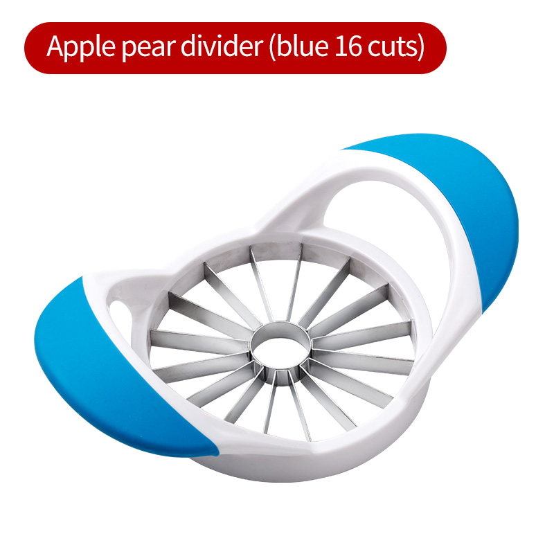 16 Bladen Roestvrijstalen Appelsnijder Snijmachine Abs Anti-Slip Handvat Fruitsnijder: Blauw