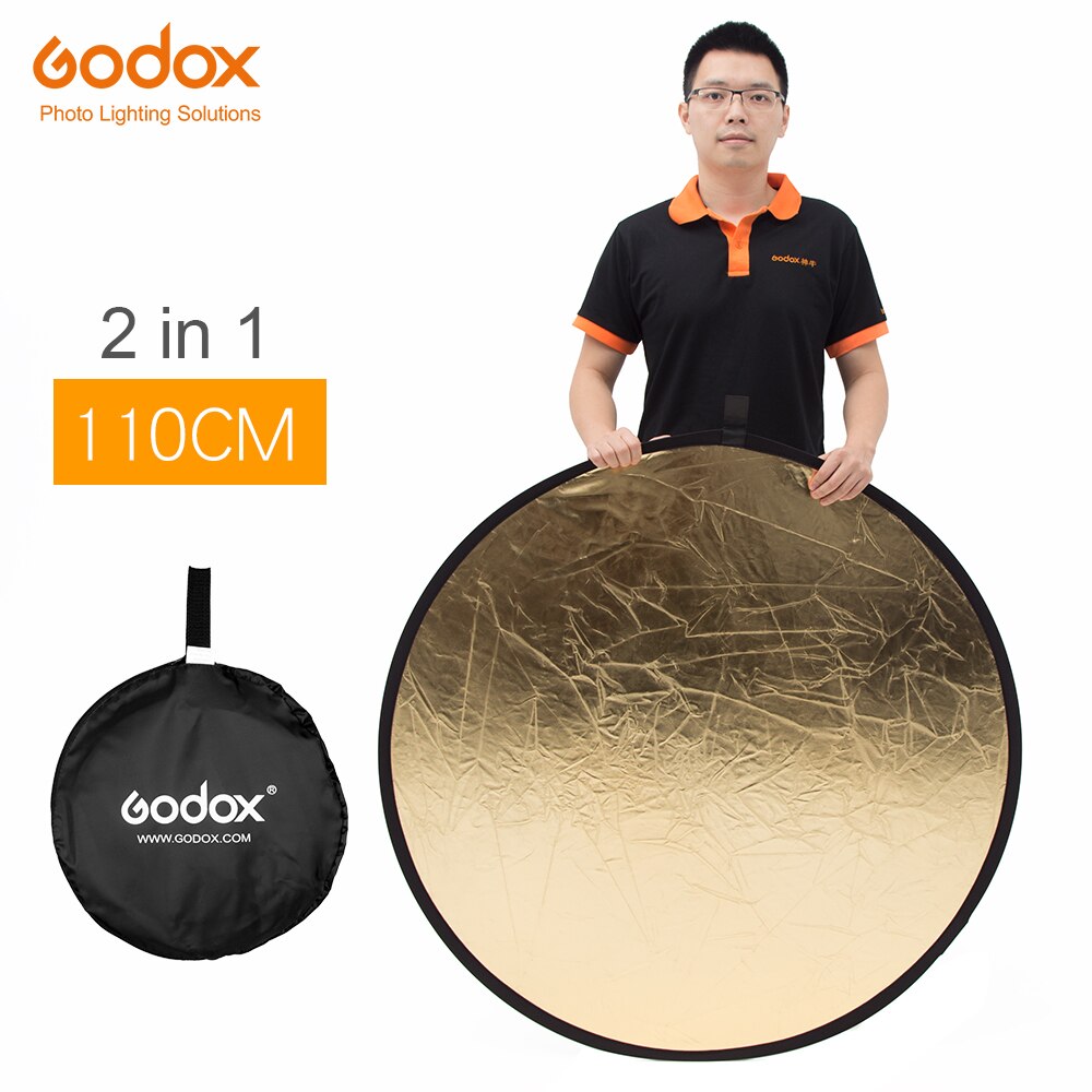 Godox 43 "110 cm 2 in 1 Goud en Zilver fotografie reflector Board Inklapbare Goud en Zilver voor Studio fotografie reflector