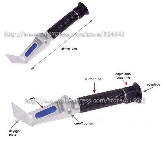 Réfractomètre Brix (Sacch.), , 3 échelles 0 - 140 'Oe, 0-27 KMW (Babo), 0-32% brix (Sacch.)-ZGRB-32SATC