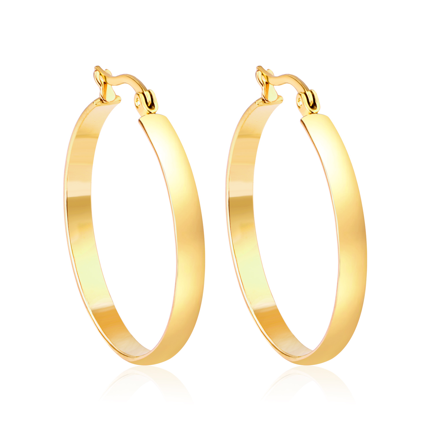 Boucles d'oreilles créoles tendance en acier inoxydable plaqué or, rondes Huggie pour femmes, bijoux de fête, , accessoires,