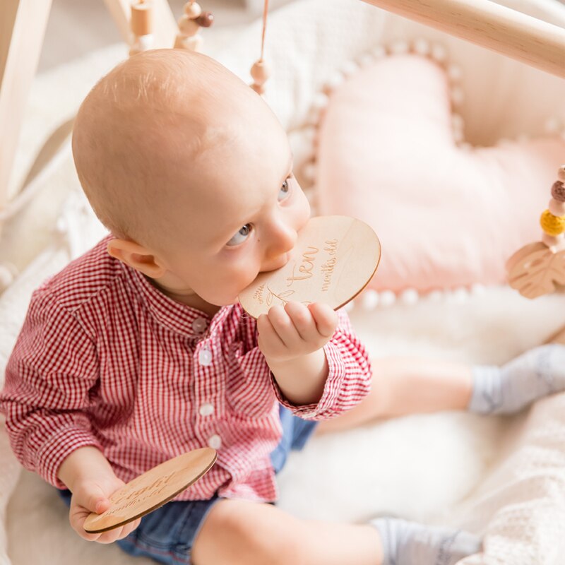 4/16 st baby månad milstolpe kort trä baby födelse månad registreringsnummer jubileum baby milstolpe trä klipp diy verktyg
