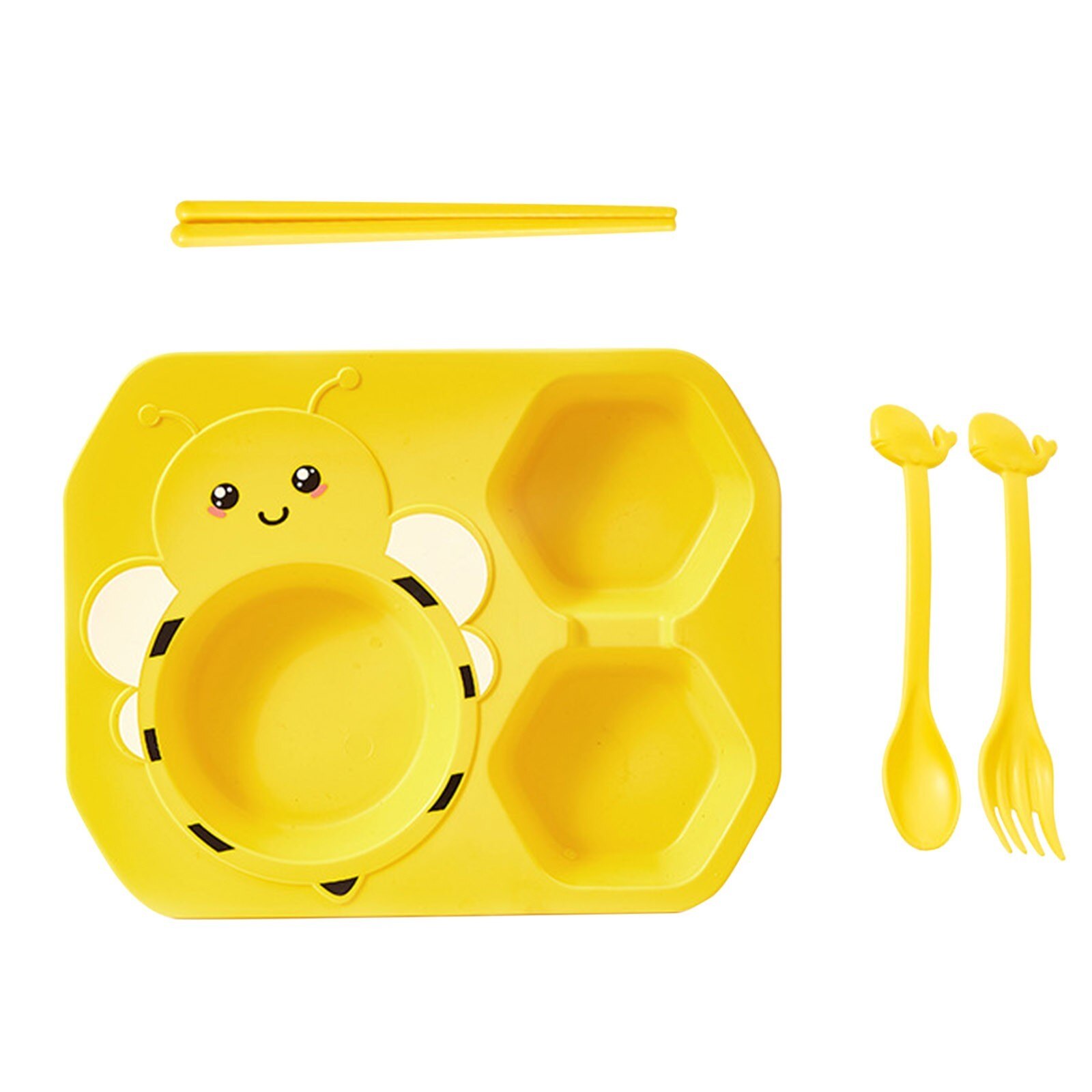Children's Safe And Hygienic Lunch Box Set Little Bee Children's Dinner Plate Home Baby Split Meal Little Bee Plate: C