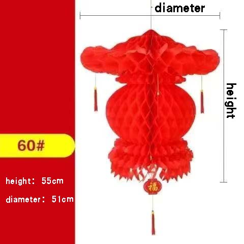Chinese Year Decoration Party Outdoor Lantern Wedding Waterproof Red Plastic Paper Lanterns Traditional Festival Home Decor: 4pcs-60-1
