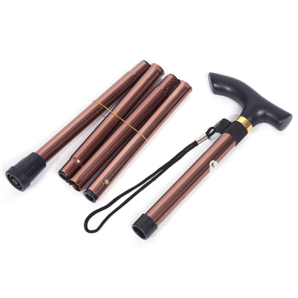 Walking Stick Folding Trekking Poles Hiking Stick 4 Section Anti Shock Adjustable Telescopic Canes Stick: coffee