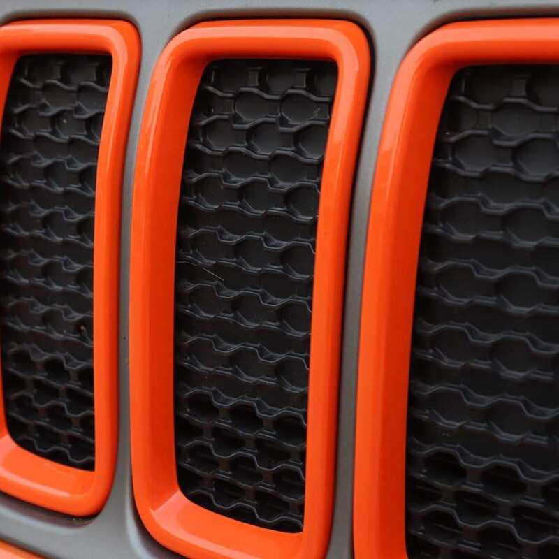 Front Grille Grill Inserts Trim Mesh Grill Insert Grille Guard Front Voor Jeep Renegade + 7Pcs Oranje