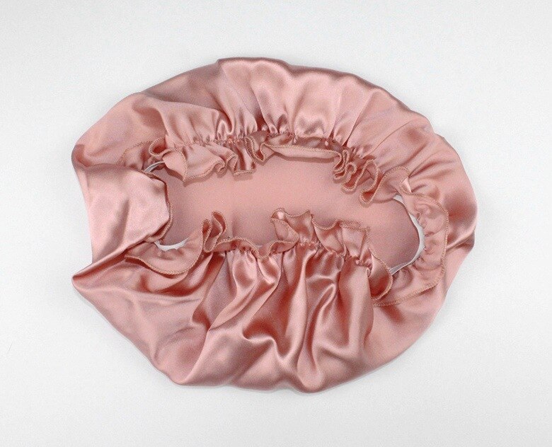 Yifei hårstyling ren silke sovehue kvinde hue sæt kasket 100%  morbær silke natkatte: Lyserød