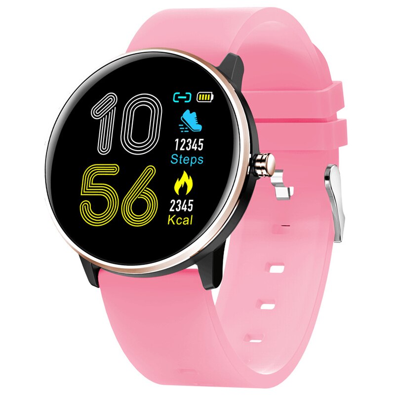 Heren dames smartwatch smartband volledig scherm touch  ip68 waterdichte hartslagmeter fitness tracker smartwatch voor ios android: Roze siliconen
