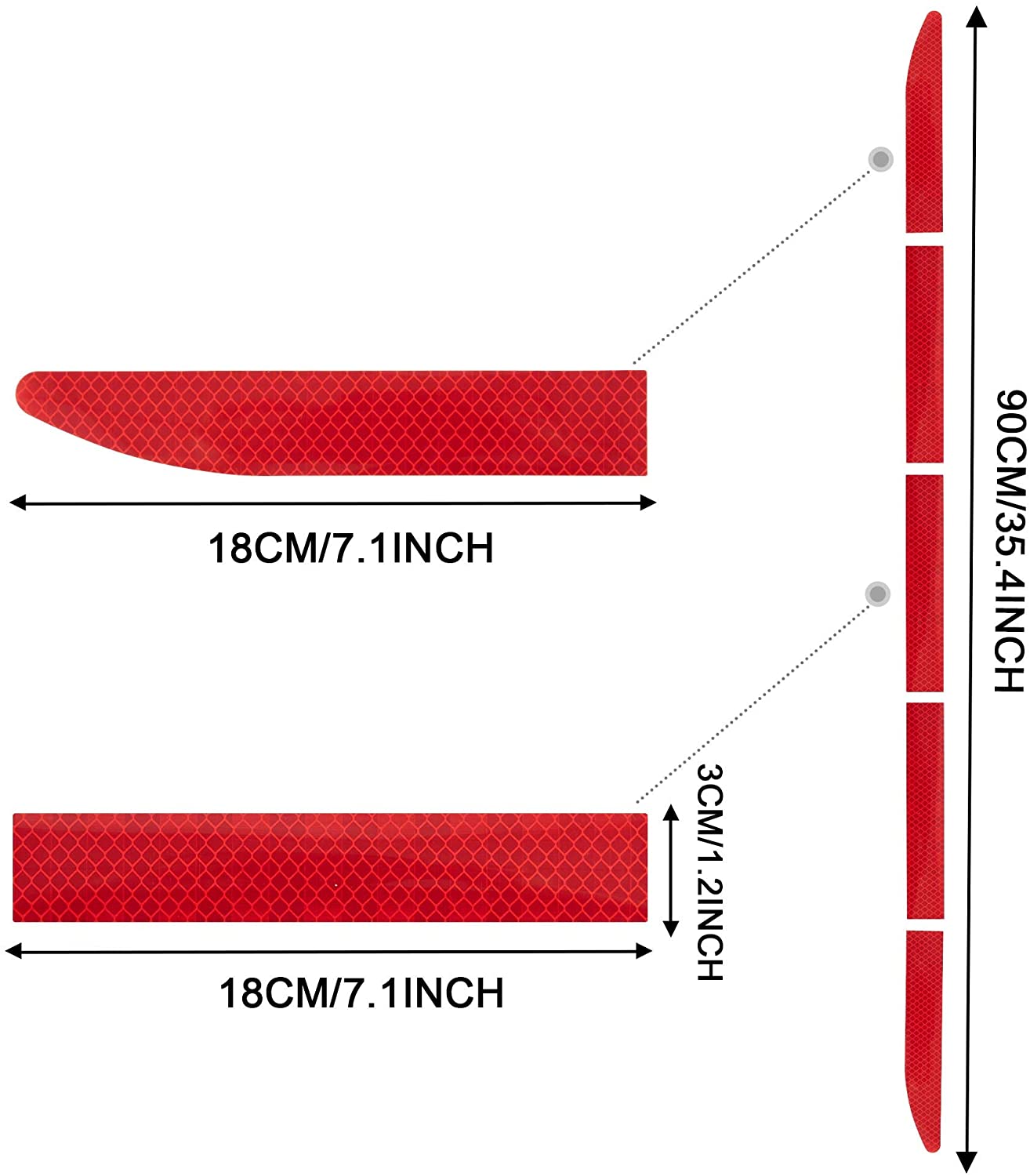 High-Intensity Night Visibility Reflective Decal Universal Safety Warning Diamond Grade Waterproof Self Adhesive for Car Trunk