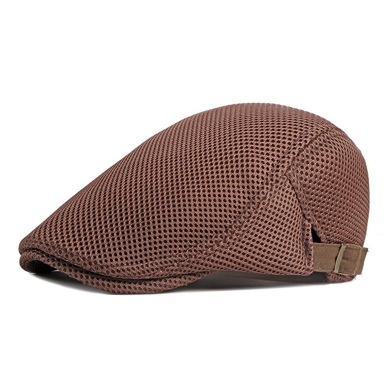 Casquette Boina en maille pour hommes, Style décontracté, couleur unie, 56-61cm, béret à bord incurvé, printemps et été, BT0071: Marron