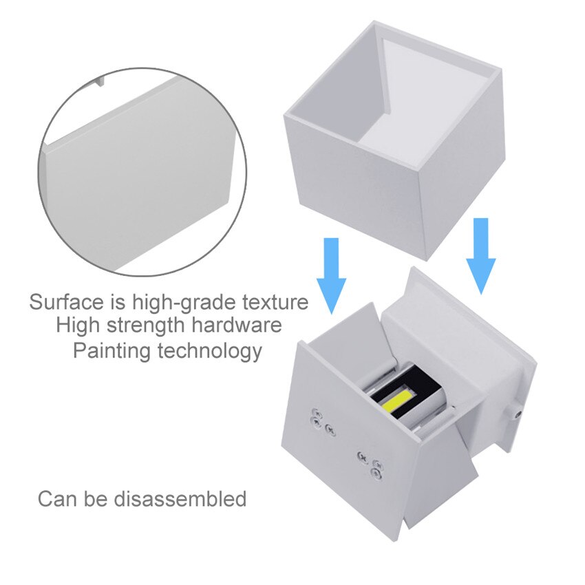 Moderne korte kubus verstelbare opbouw 12w led wandlamp buiten waterdicht  ip65 aluminium wandlampen tuinlamp