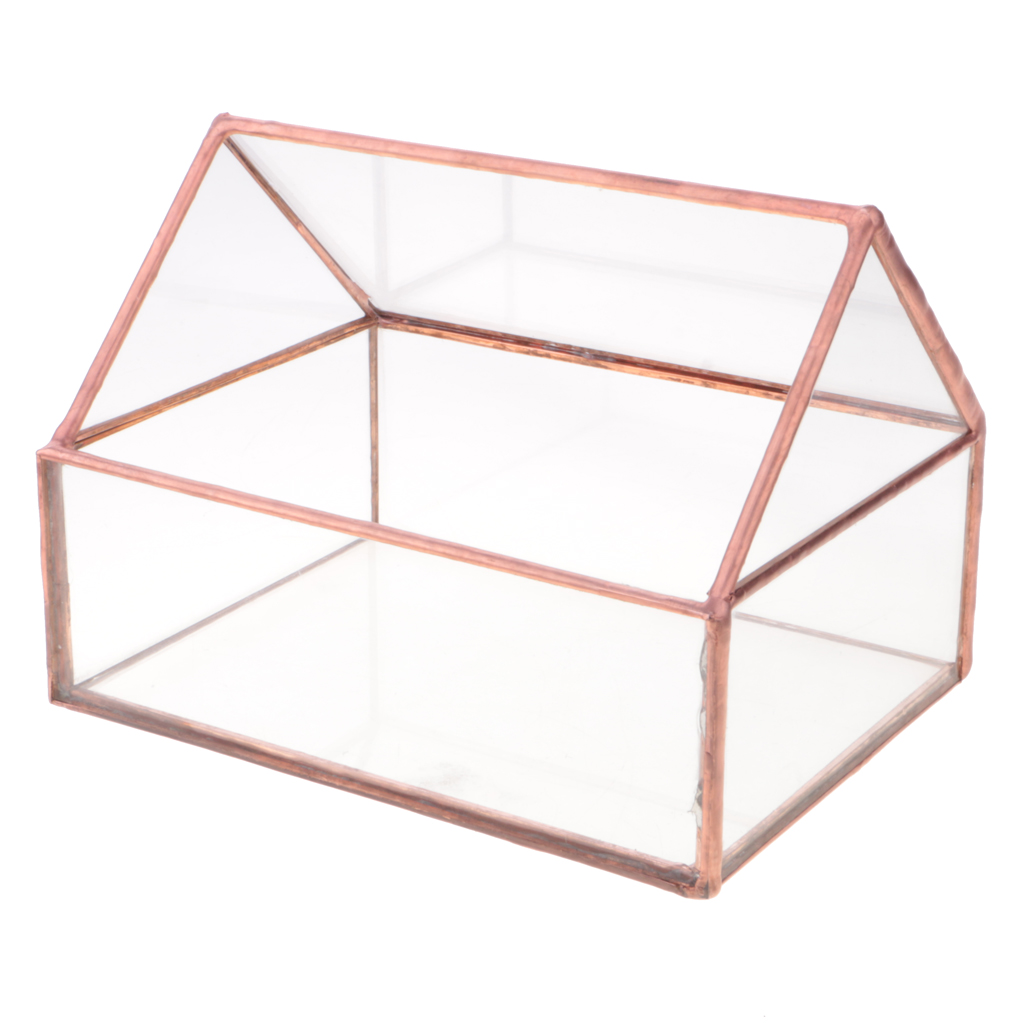 Glass House Terrarium Container Geometric Succulent Planter Wedding Card Box Decor