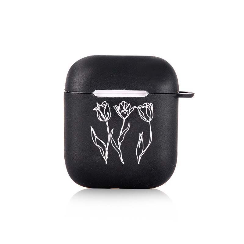 Caso del fumetto Nero Per Aria Baccelli Per Apple airpods Custodia Morbida Linee Di Lusso Fiori Auricolare Bluetooth Custodie Per Airpods Cuffia: I01044S