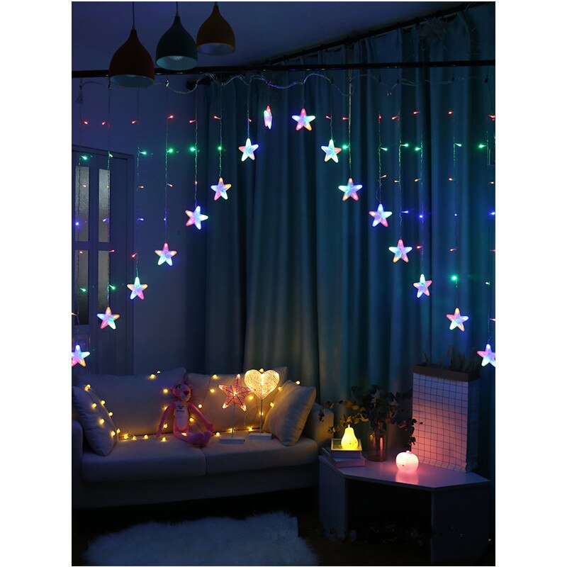 3m 16 led stjerne gardin string lys jule fe lys krans led bryllup hjemme fest bursdag krans dekorasjon eu