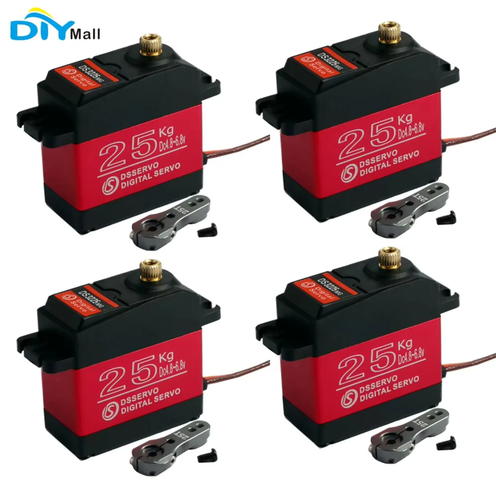 4PCS DS3225 25KG Digital RC Servo High Torque Waterproof Full Metal Gear DS Servo Motor for Baja Car RC Robot Crawler: Bundle2