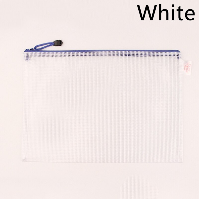 A3/A4/A5/A6 Gridding Waterproof Zip Document Bag High Capacity Transparent Zipper Pencil Case Stationery School Office Supplies: white / A3