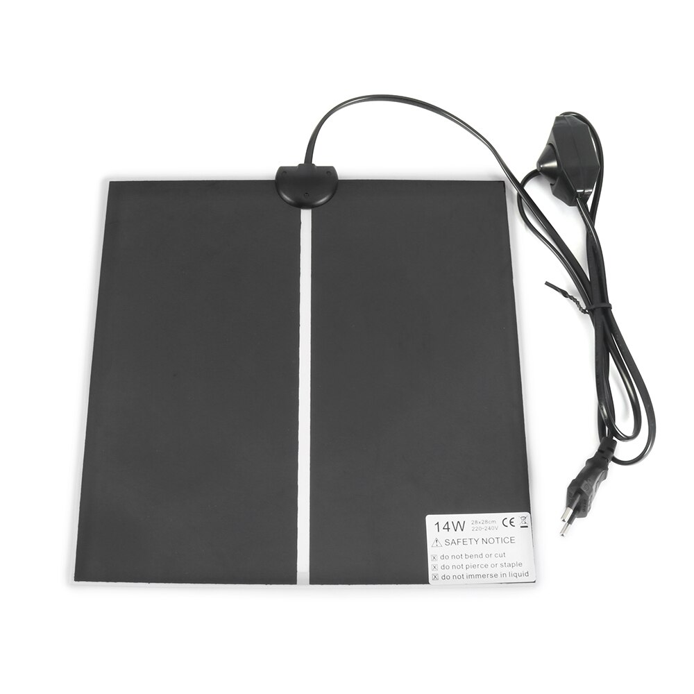Verwarmingsmat voor huisdieren, reptielenterrarium, verwarmingsmat voor huisdieren, reptielenterrarium, verwarmingsmat met thermostaatregelaar, eu-stekker: 14w 28 x 28cm
