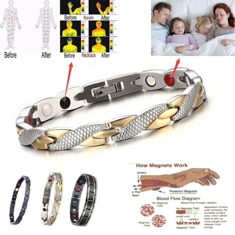 Magnetische Roestvrij Armband Voor Vrouwen Twisted Gezonde Power Therapie Magneten Magnetiet Armbanden Bangles Mannen Gezondheidszorg Sieraden