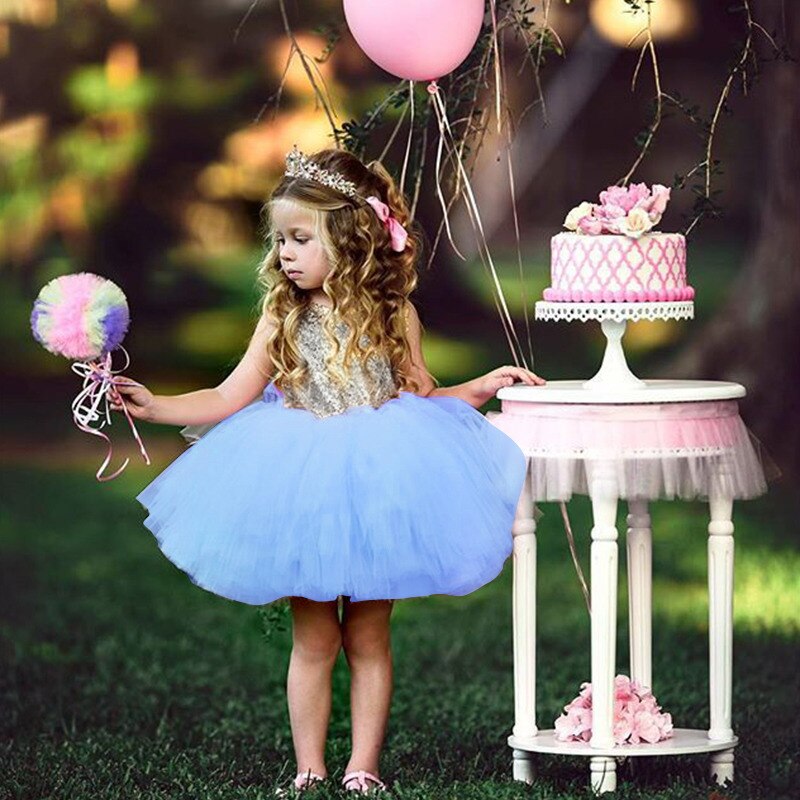 Nyfödd flicka klänning 1st födelsedagsklänning för småbarn liten flicka spädbarn dop klänning paljetter rosett prinsessa tutu festkläder