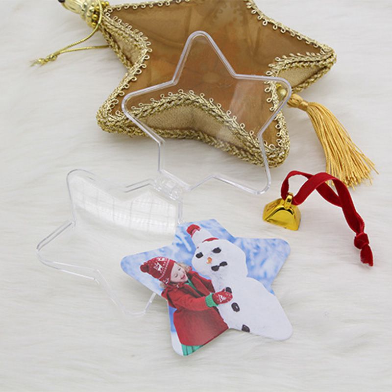 5PCS Clear Plastic Photo Frame Xmas Tree Hanging Picture Frame Ornament DIY Christmas Party Room Decorations Pet Pendant