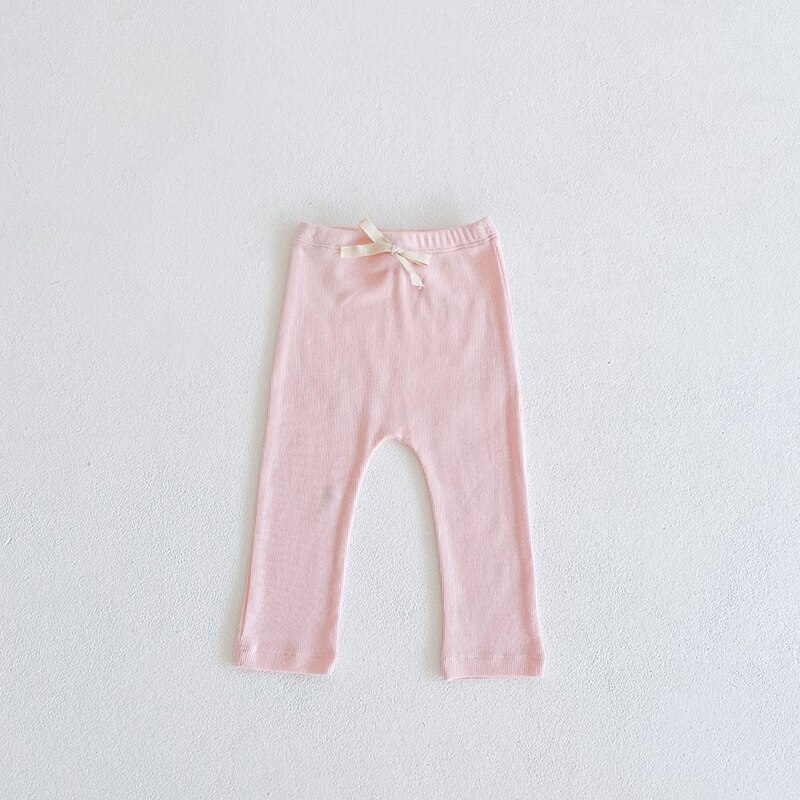 New Autumn Baby Legging Girls cotone tinta unita a righe a coste dolce rosa Leggings bambino bambino a costine ragazzi pantaloni abbigliamento: Colore rosa / 90-18-24M