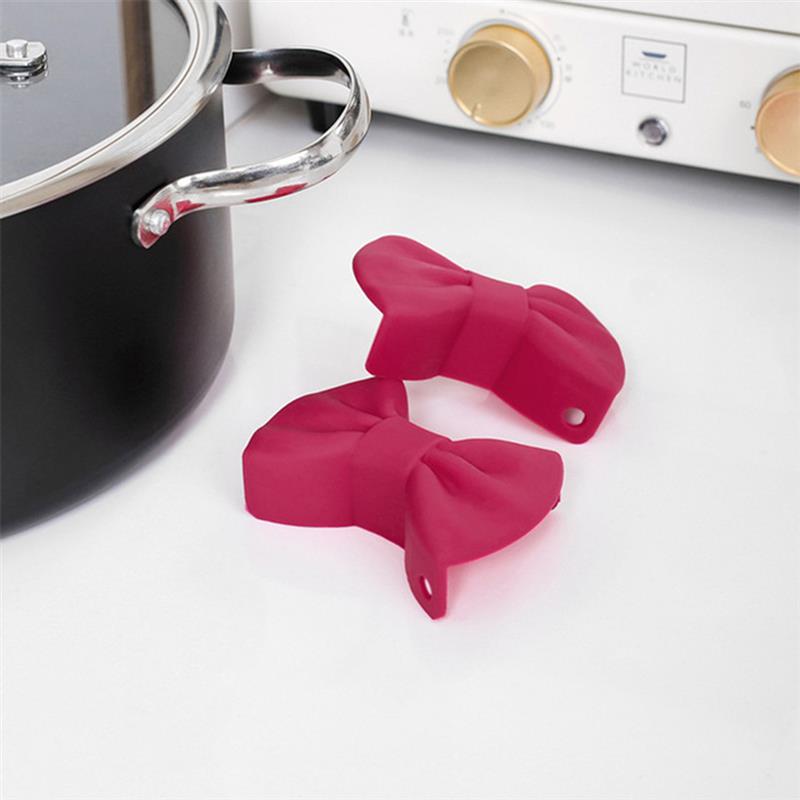 Bowknot Silicone Pot Holder Oven Mitts Finger Protector Pinch Grips Heat Resistant Non-Slip Pot Holder Kitchen Cooking Baking