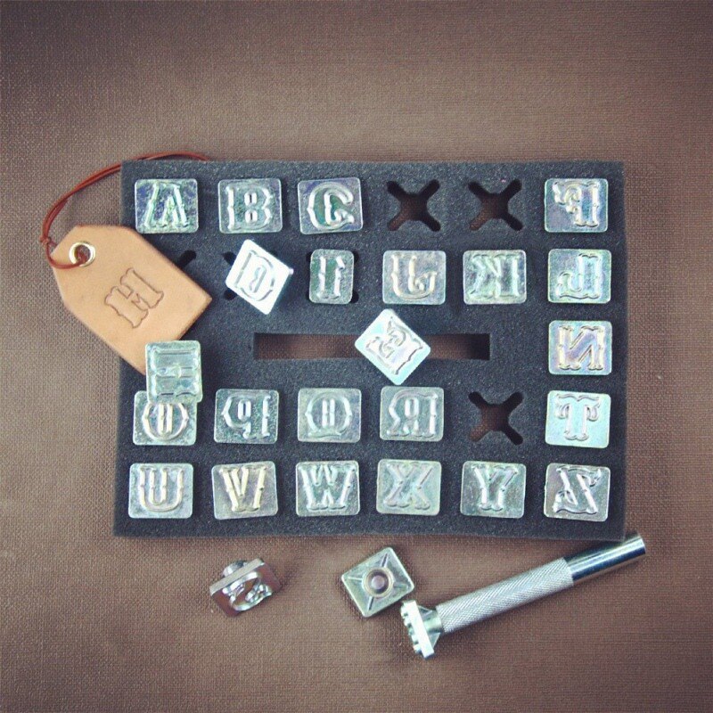Juego de Herramientas de sello de cuero con letras digitales, juego de sellos de Metal para el hogar, herramienta de Sello de cuero desmontable