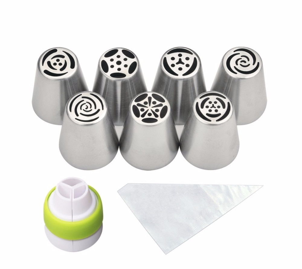 18 Stk/set Russische Piping Tips (7 Russische Tips 10 Wegwerp Pastry Tassen 1 Tri-Kleur Koppeling) cake Decorating Gereedschap