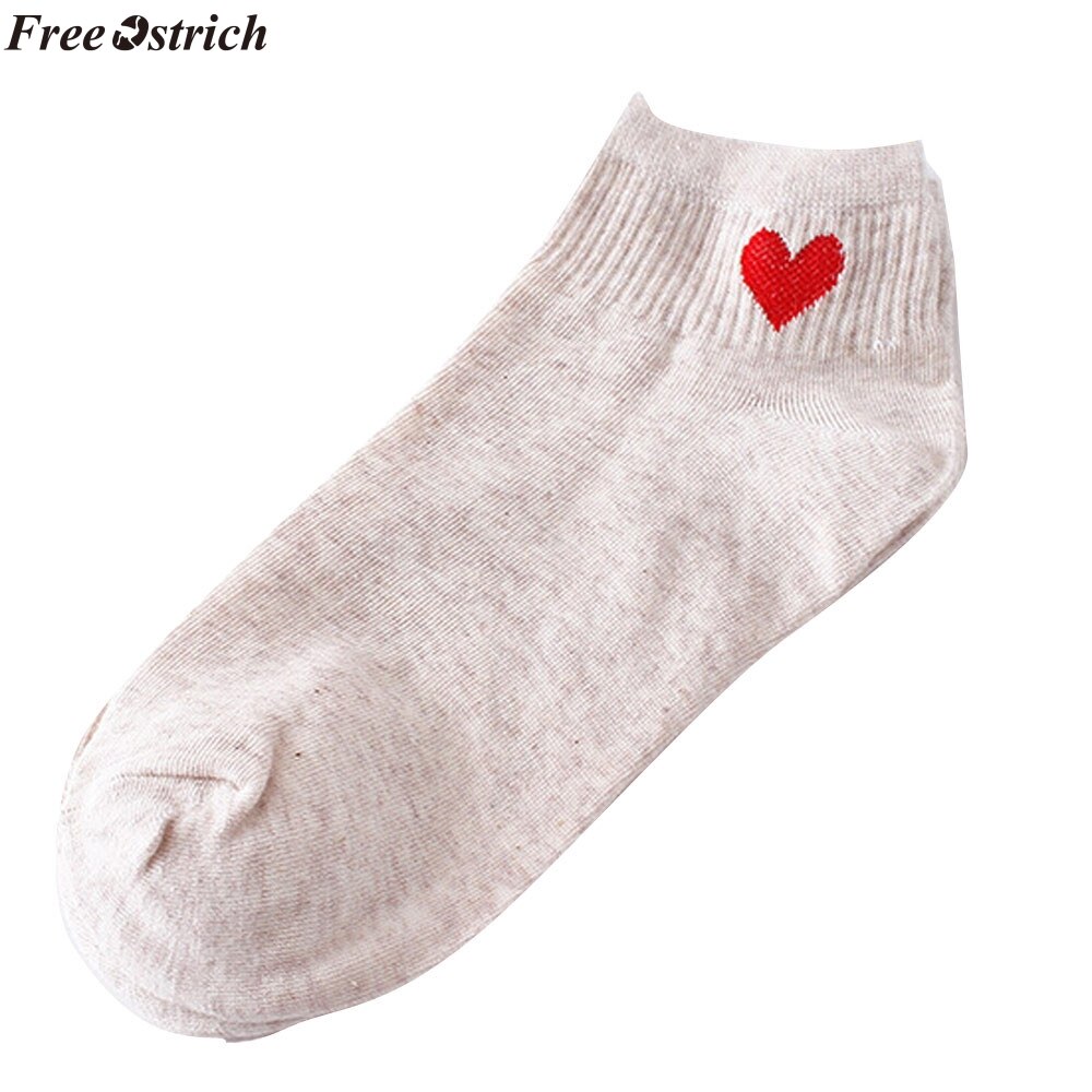 FREE OSTRICH 1 Pair Red Heart Cute College Wind Simple Basic Fresh Cotton socks women in spring summer