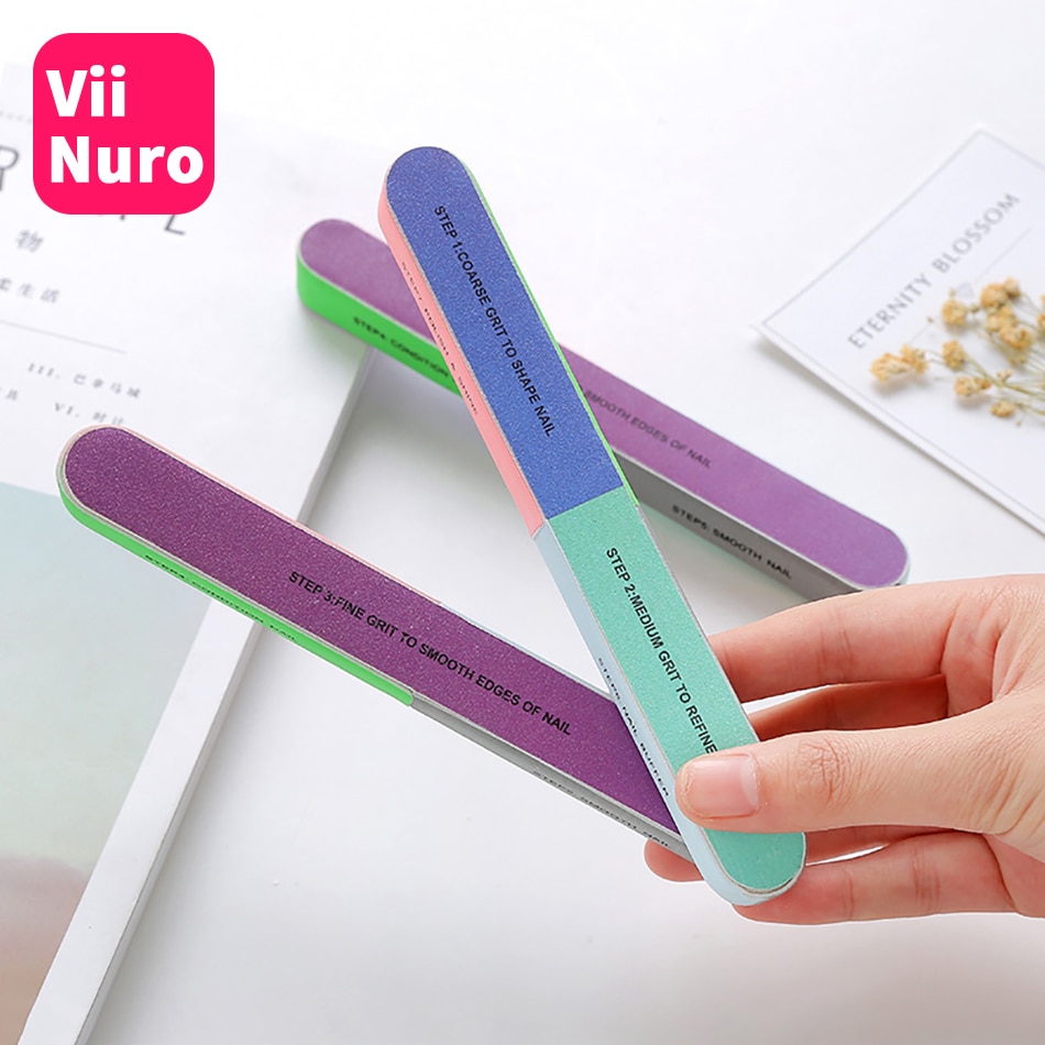 Viinuro 3 Stks/set Zes-Zijdige Nagelvijlen Polijsten Tool Creatieve Afdrukken Professionele Bestand Nail Voor Nail Art Schuren Nail buffer