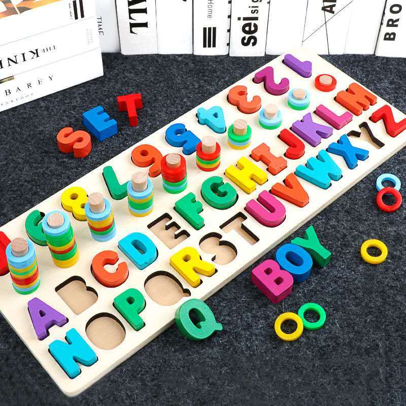 Giocattoli per bambini di educazione precoce puzzle per 1-2-3-6 anni figura building block perceive giocattoli di sviluppo dell&#39;intelligenza: figure letter ...