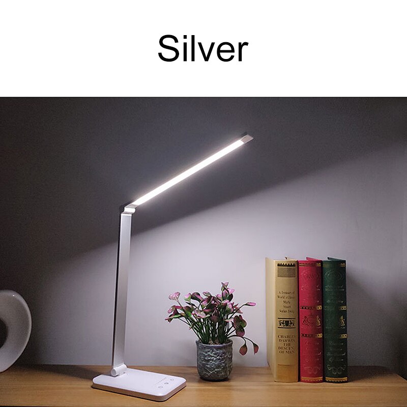 Led Desk Lamps USB Eye-Protection Table Lamp 5 Dimable Level Touch Night Light For Bedroom Bedside Reading lampara escritorio: silver / 2000mah